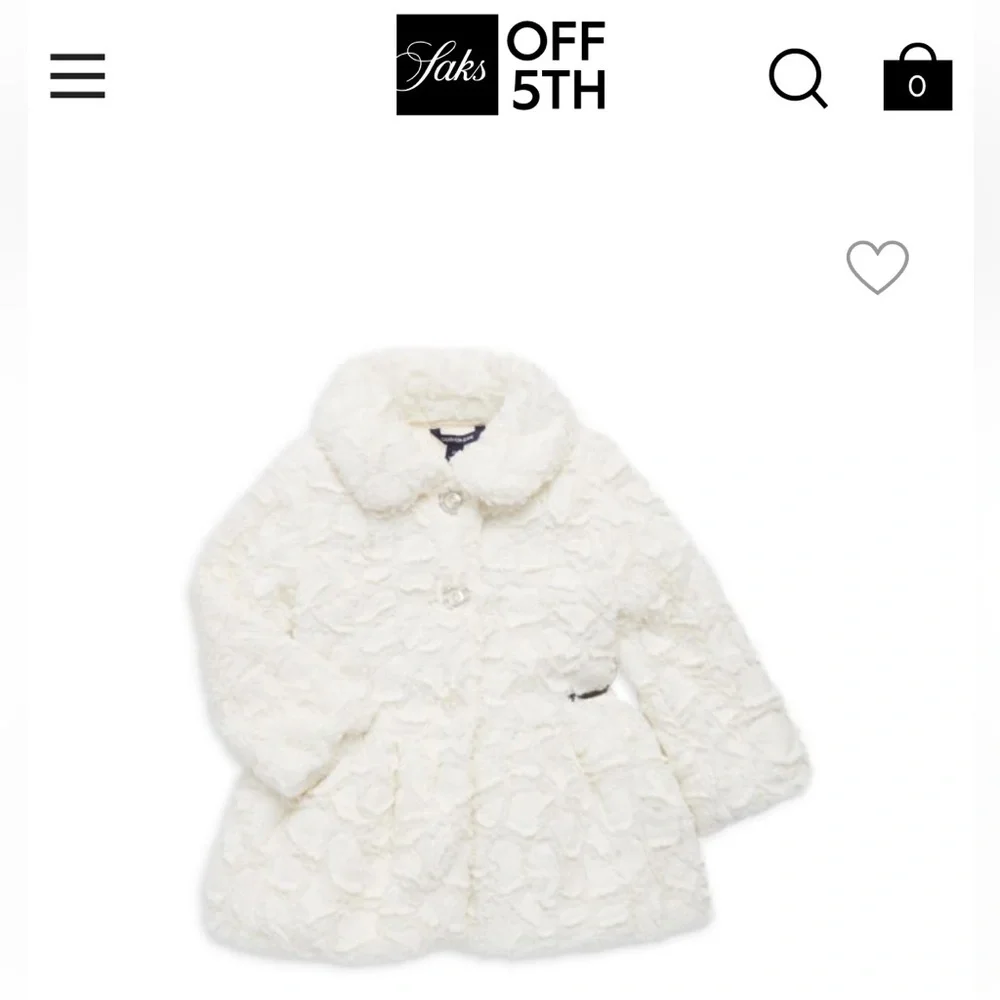 CALVIN KLEIN Little Girl's Textured Faux Fur Coat size 5